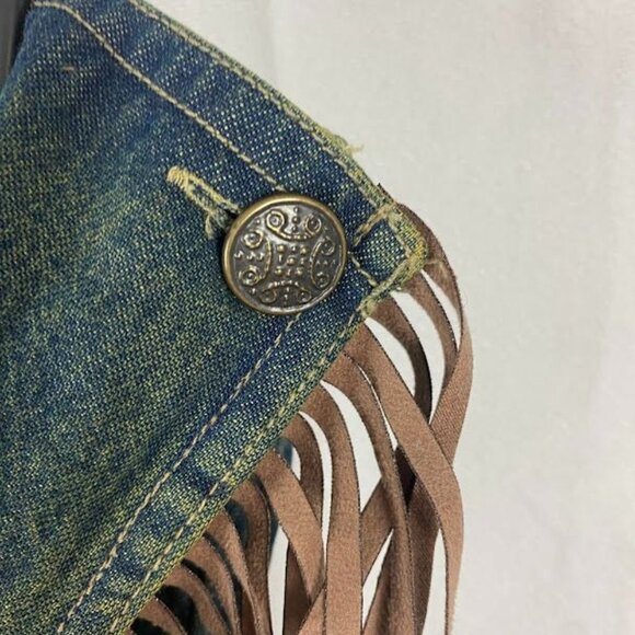 Tantrums Denim Wrap Fringe Western Long Skirt  Women's Medium. - Picture 8 of 13